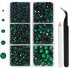 imageHotfix Rhinestones 3960pcs Red Rhinestone for Clothes Hot Fix Crystals Rhinestones with Tweezers and Wax Pencil KitMixed 5 Sizes SS6SS30 SiamEmerald