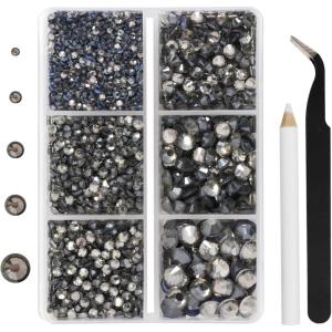 imageHotfix Rhinestones 3960pcs Red Rhinestone for Clothes Hot Fix Crystals Rhinestones with Tweezers and Wax Pencil KitMixed 5 Sizes SS6SS30 SiamBlack Diamond