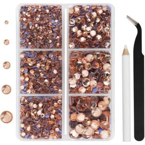 imageHotfix Rhinestones 3960pcs Red Rhinestone for Clothes Hot Fix Crystals Rhinestones with Tweezers and Wax Pencil KitMixed 5 Sizes SS6SS30 SiamChampagne