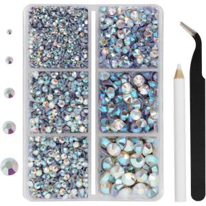 imageHotfix Rhinestones 3960pcs Red Rhinestone for Clothes Hot Fix Crystals Rhinestones with Tweezers and Wax Pencil KitMixed 5 Sizes SS6SS30 SiamCrystal AB