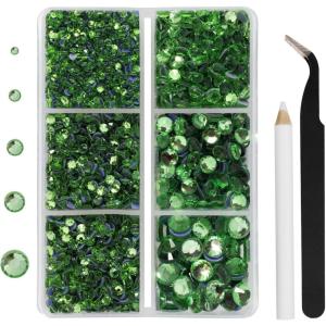 imageHotfix Rhinestones 3960pcs Red Rhinestone for Clothes Hot Fix Crystals Rhinestones with Tweezers and Wax Pencil KitMixed 5 Sizes SS6SS30 SiamLight Green
