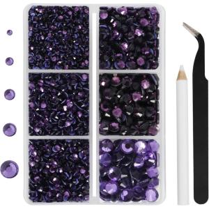 imageHotfix Rhinestones 3960pcs Red Rhinestone for Clothes Hot Fix Crystals Rhinestones with Tweezers and Wax Pencil KitMixed 5 Sizes SS6SS30 SiamTanzanite