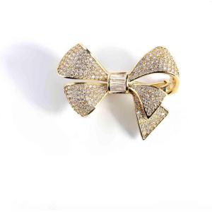 imageBEADSLAND Bow Brooch Pin with RhinestonesGold Plated Womens Brass Brooch Elegant Clothing Accessories