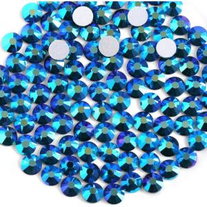 imageBeadsland 1440pcs Flat Back Crystal Rhinestones Round Gems for Nail Art and Craft Glue Fix Luminous Mint SS102729mmEmerald AB