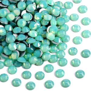 imageBeadsland 1440pcs Flat Back Crystal Rhinestones Round Gems for Nail Art and Craft Glue Fix Luminous Mint SS102729mmPacific Opal