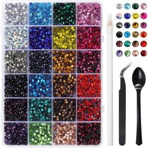 imageHotfix Rhinestones Mixed 24 Colors SS10 Rhinestones for Crafts Clothes Hotfix Crystals with 1 Tweezers 1 Wax Pencil and 1 SpoonSS167200pcs