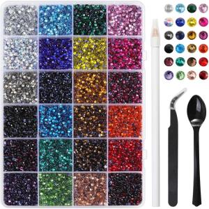 imageHotfix Rhinestones Mixed 24 Colors SS10 Rhinestones for Crafts Clothes Hotfix Crystals with 1 Tweezers 1 Wax Pencil and 1 SpoonSS617280pcs