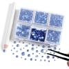 imageBEADSLAND Hotfix Rhinestones 4000 PCS AB Rhinestones for Clothes Crafts Mixed 6 Sizes with Wax Pencil and Tweezers Kit SS6SS30 Crystal ABLight Sapphire