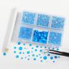 imageBEADSLAND Hotfix Rhinestones 4000 PCS AB Rhinestones for Clothes Crafts Mixed 6 Sizes with Wax Pencil and Tweezers Kit SS6SS30 Crystal ABNeon Blue