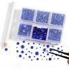 imageBEADSLAND Hotfix Rhinestones 4000 PCS AB Rhinestones for Clothes Crafts Mixed 6 Sizes with Wax Pencil and Tweezers Kit SS6SS30 Crystal ABSapphire