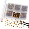 imageBEADSLAND Hotfix Rhinestones 4000 PCS AB Rhinestones for Clothes Crafts Mixed 6 Sizes with Wax Pencil and Tweezers Kit SS6SS30 Crystal ABTopaz