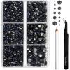 imageBEADSLAND Hotfix Rhinestones 4000 PCS AB Rhinestones for Clothes Crafts Mixed 6 Sizes with Wax Pencil and Tweezers Kit SS6SS30 Crystal ABBlack Diamond