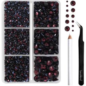 imageBEADSLAND Hotfix Rhinestones 4000 PCS AB Rhinestones for Clothes Crafts Mixed 6 Sizes with Wax Pencil and Tweezers Kit SS6SS30 Crystal ABAmethyst