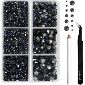 imageBEADSLAND Hotfix Rhinestones 4000 PCS AB Rhinestones for Clothes Crafts Mixed 6 Sizes with Wax Pencil and Tweezers Kit SS6SS30 Crystal ABBlack Diamond
