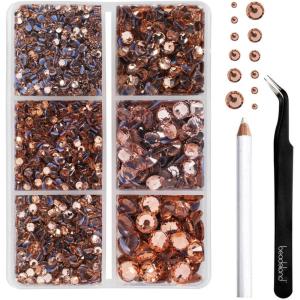 imageBEADSLAND Hotfix Rhinestones 4000 PCS AB Rhinestones for Clothes Crafts Mixed 6 Sizes with Wax Pencil and Tweezers Kit SS6SS30 Crystal ABChampagne
