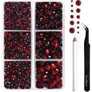 imageBEADSLAND Hotfix Rhinestones 4000 PCS AB Rhinestones for Clothes Crafts Mixed 6 Sizes with Wax Pencil and Tweezers Kit SS6SS30 Crystal ABDark Siam