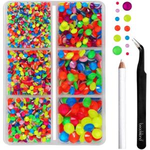 imageBEADSLAND Hotfix Rhinestones 4000 PCS AB Rhinestones for Clothes Crafts Mixed 6 Sizes with Wax Pencil and Tweezers Kit SS6SS30 Crystal ABNeon Mix