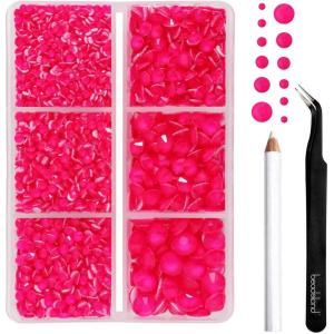 imageBEADSLAND Hotfix Rhinestones 4000 PCS AB Rhinestones for Clothes Crafts Mixed 6 Sizes with Wax Pencil and Tweezers Kit SS6SS30 Crystal ABNeon Rose