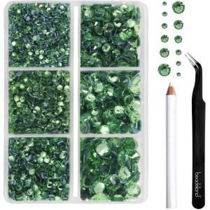imageBEADSLAND Hotfix Rhinestones 4000 PCS AB Rhinestones for Clothes Crafts Mixed 6 Sizes with Wax Pencil and Tweezers Kit SS6SS30 Crystal ABPeridot