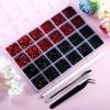 imageHotfix Rhinestones Multi Sizes Kit 14400 pcs Heat Fix Rhinestone for Bedazzling Clothes Crafts Mixed 5 Sizes with Wax Pencil Tweezers and Spoon SS6SS30 Clear AB and CrystalSiam and Black