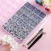 imageHotfix Rhinestones Multi Sizes Kit 14400 pcs Heat Fix Rhinestone for Bedazzling Clothes Crafts Mixed 5 Sizes with Wax Pencil Tweezers and Spoon SS6SS30 Clear AB and CrystalCrystal