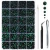 imageHotfix Rhinestones Multi Sizes Kit 14400 pcs Heat Fix Rhinestone for Bedazzling Clothes Crafts Mixed 5 Sizes with Wax Pencil Tweezers and Spoon SS6SS30 Clear AB and CrystalEmerald