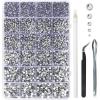 imageHotfix Rhinestones Multi Sizes Kit 14400 pcs Heat Fix Rhinestone for Bedazzling Clothes Crafts Mixed 5 Sizes with Wax Pencil Tweezers and Spoon SS6SS30 Clear AB and CrystalCrystal